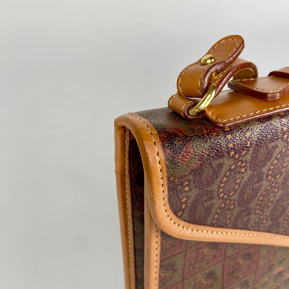 ESCADA エスカーダ ヴィンテージ スウェード レザー ハンドバッグ Escada Vintage Patterned Canvas Leather Trim Shoulder Bag | eBay