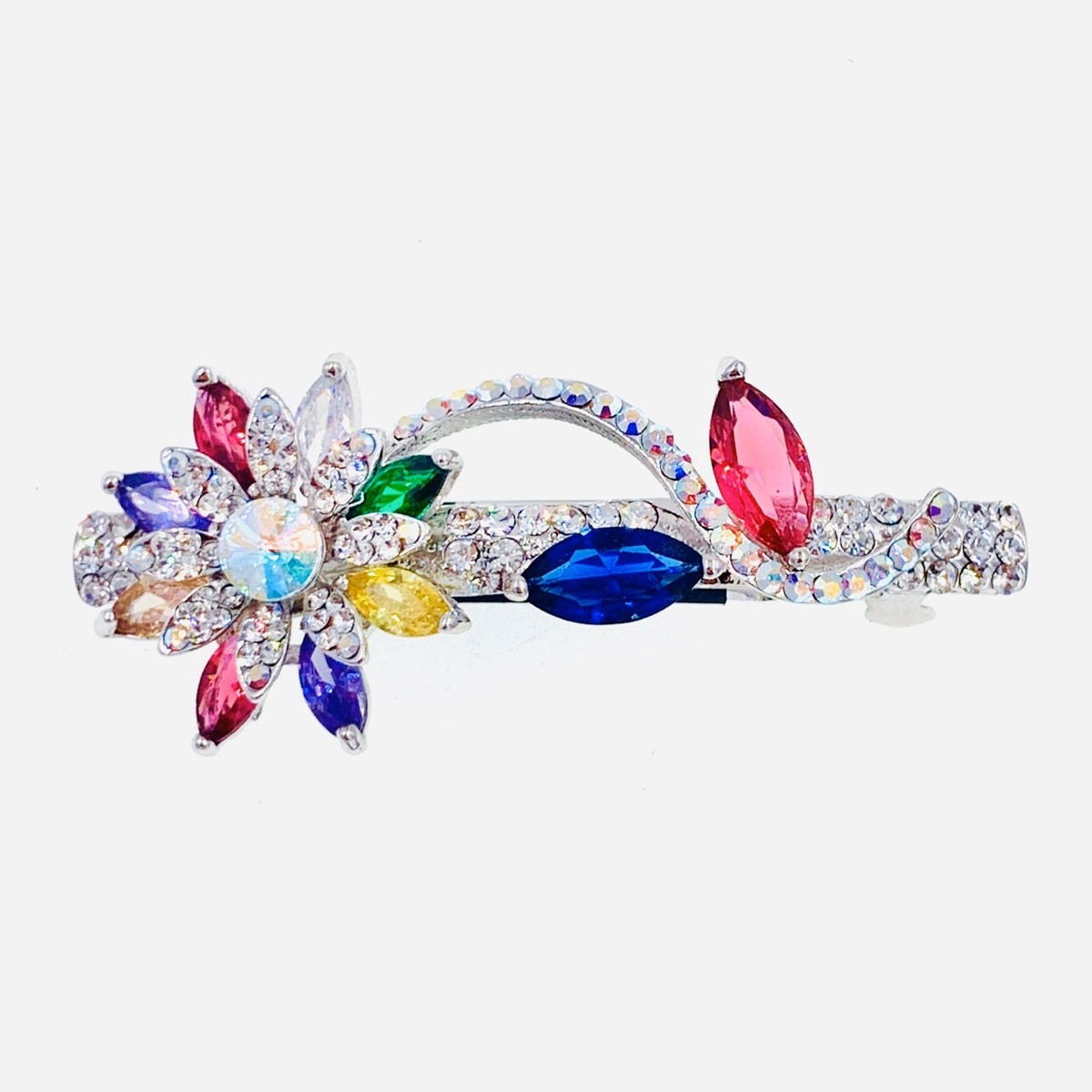 Glam Flower BARRETTE Hair Clip Hairpin made with Swarovski 