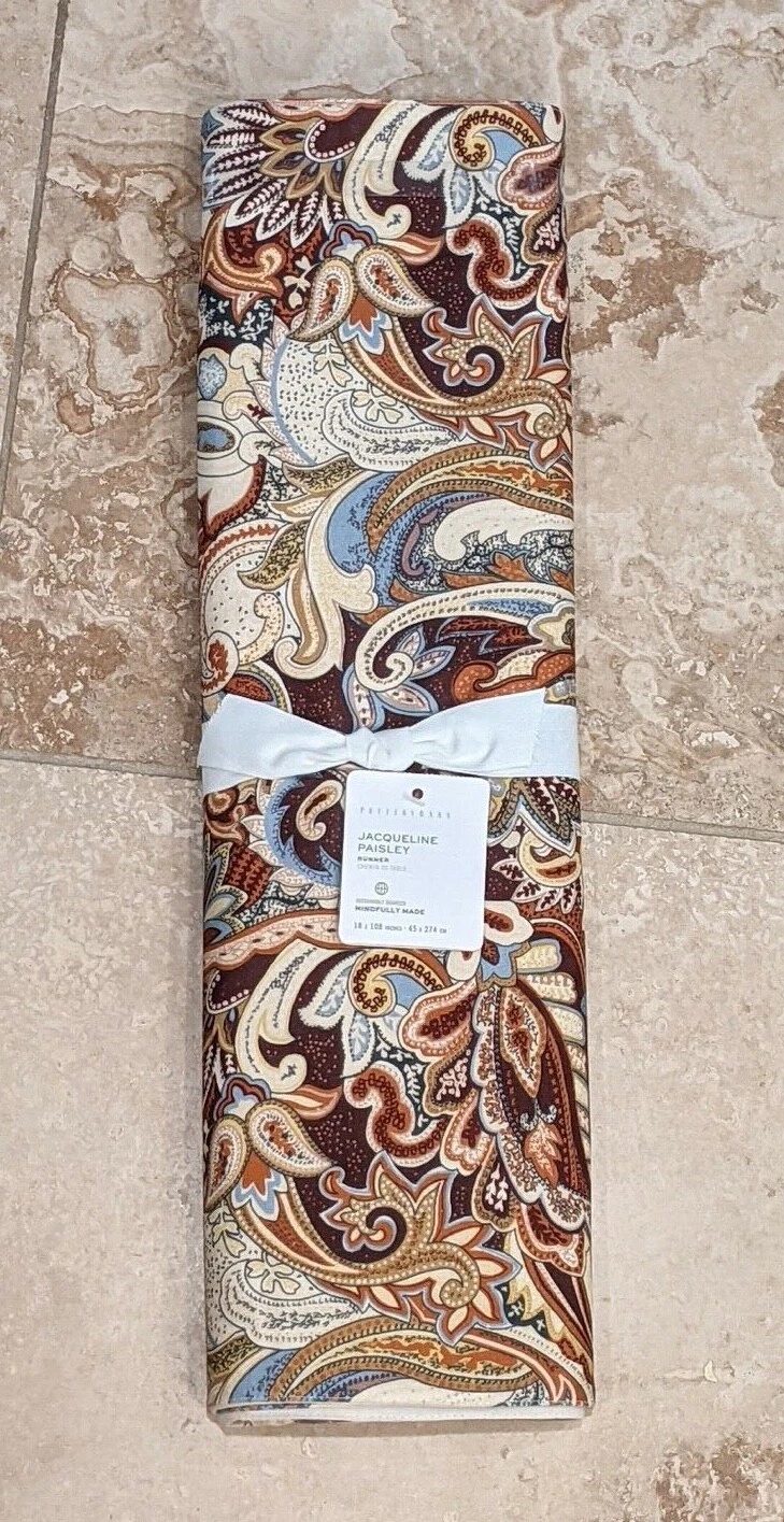 POTTERY BARN ~ JACQUELINE PAISLEY TABLE RUNNER ~ 18” X 108” ~ FALL ~THANKSGIVING