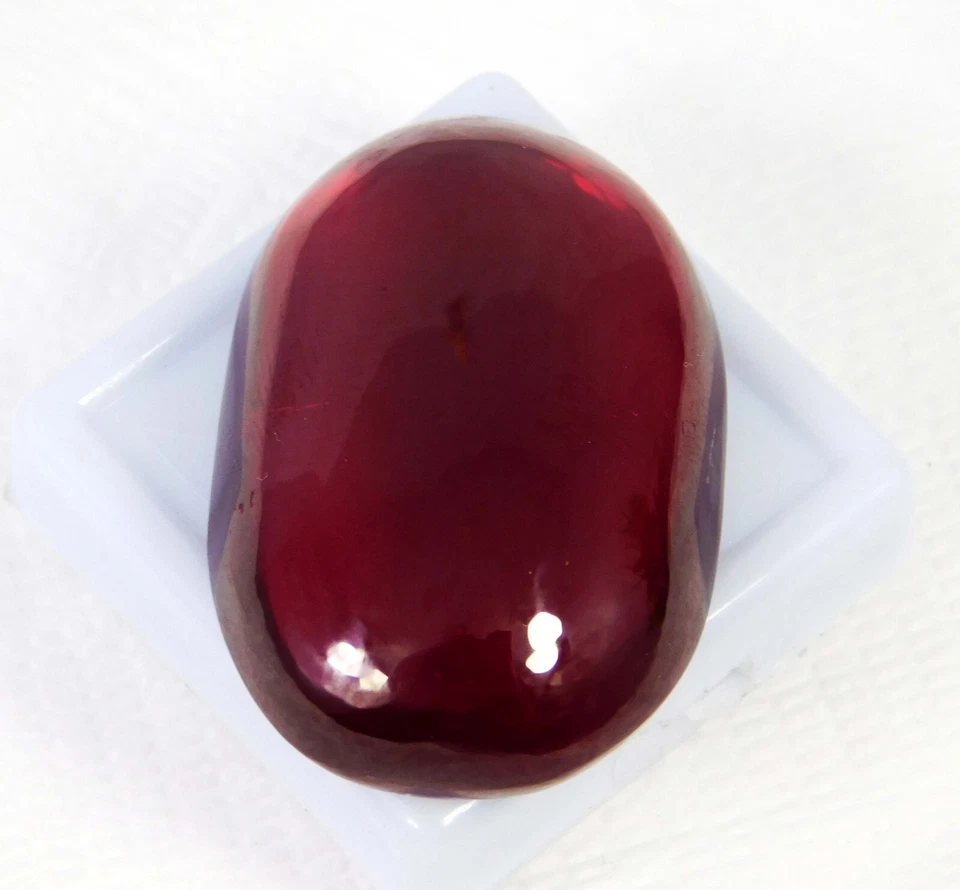 Certified 88.25 Ct Natural Burma Red Ruby Oval Cabochon Cut Loose Gemstone - Image 3 of 4