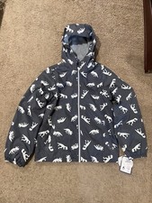 Osh Kosh B'gosh Boys Dinosaur Print Fleece Lined Hooded Jacket Size 10 NWT Gray