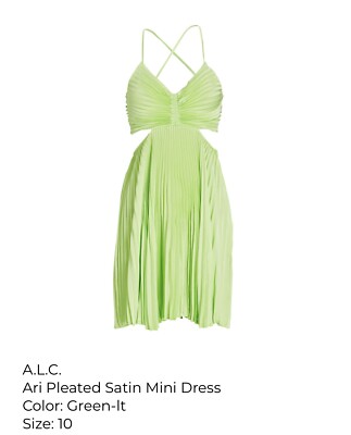 ari pleated mini dress $550 A.L.C. Women's Orange Ari Pleated Open-Back Mini Dress Size 2