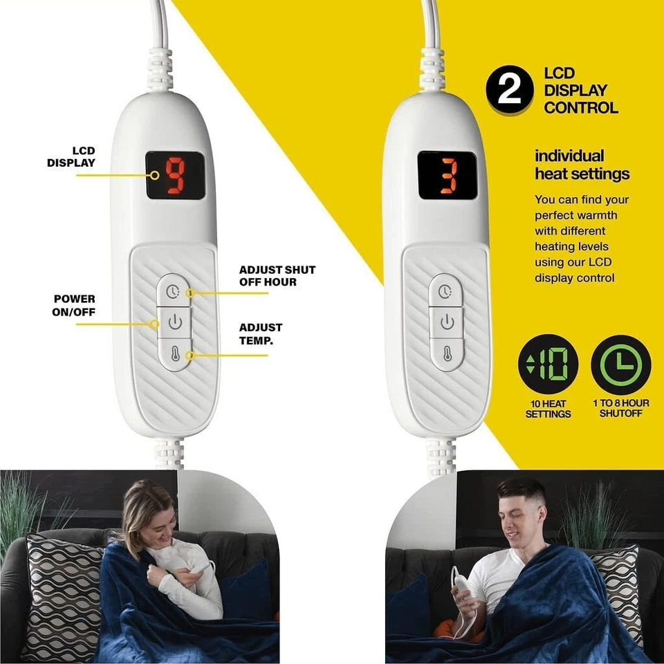 Electric Heated Blanket 84x90 with 10 Heat Settings and Auto Shut-Off - Image 3 of 4
