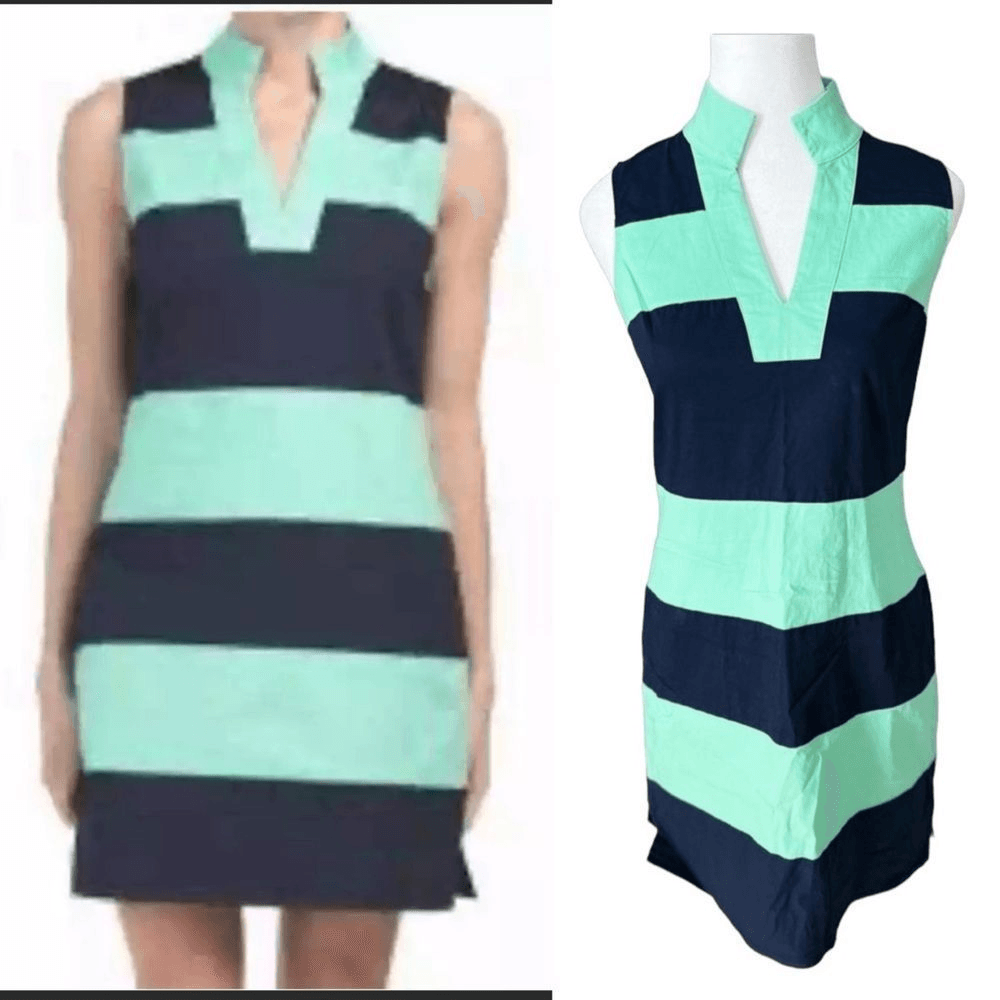 Sail to Sable- Shake It All Shift Dress in Mint Green Navy Blue Color  Block, XS | eBay