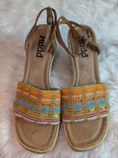 Y2K,Vintage MUDD Wedge Heel Sandals Adjustable Strappy Multi Color Women Size 9M