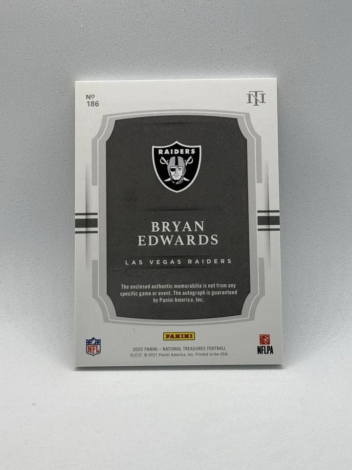 2020 Panini National Treasures Bryan Edwards NT Green RC Patch Auto RPA /89 - Image 2 of 2