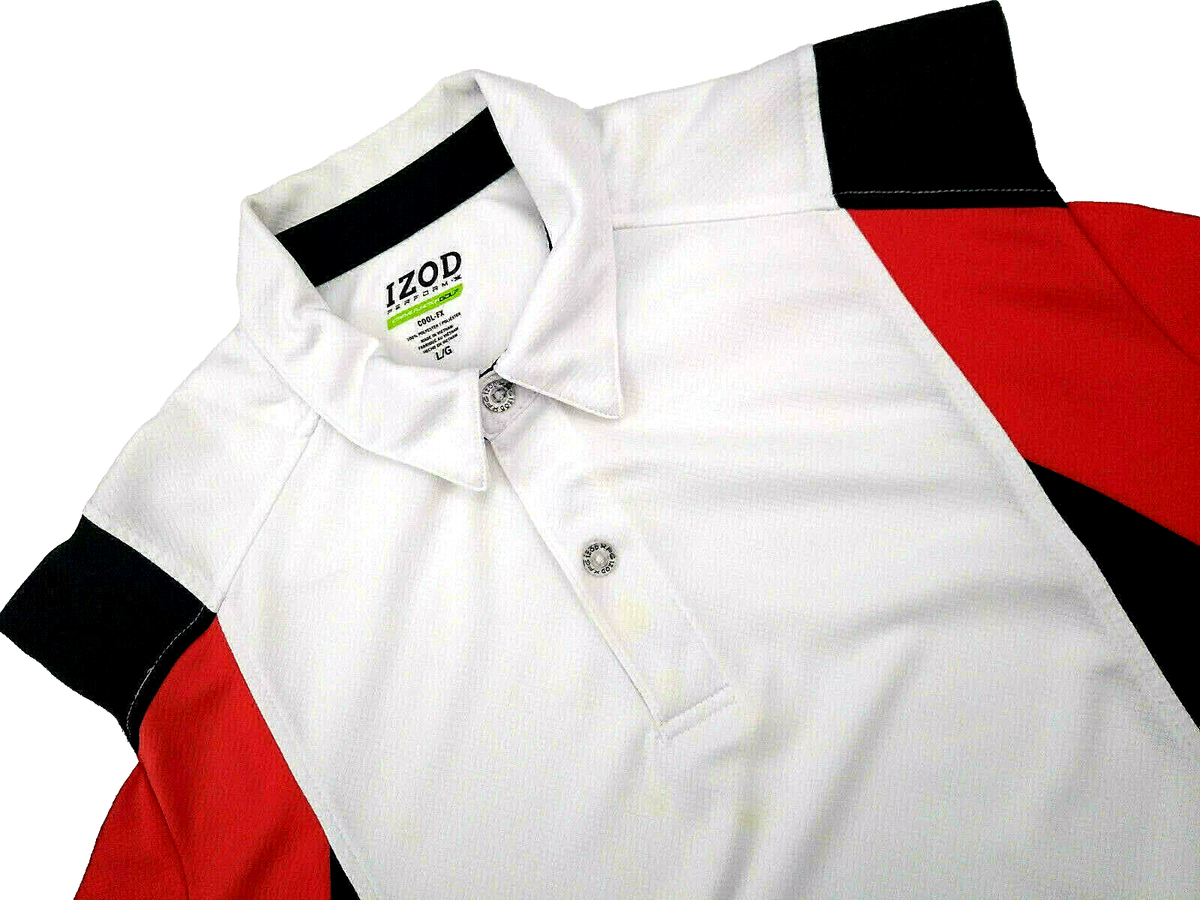 IZOD Golf Mens Polo Shirt Large White Cool-FX Material Extreme Function Golf