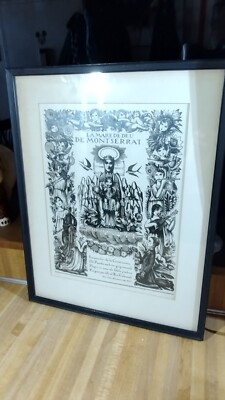 Mare De Deu De Montserrat Framed Picture,1924,France,rare!