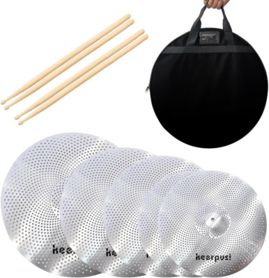 Mute Cymbal Set Low Volume Cymbal Pack 14'Hi-hat+16''Crash+18'Crash+20''Ride 5 Pie