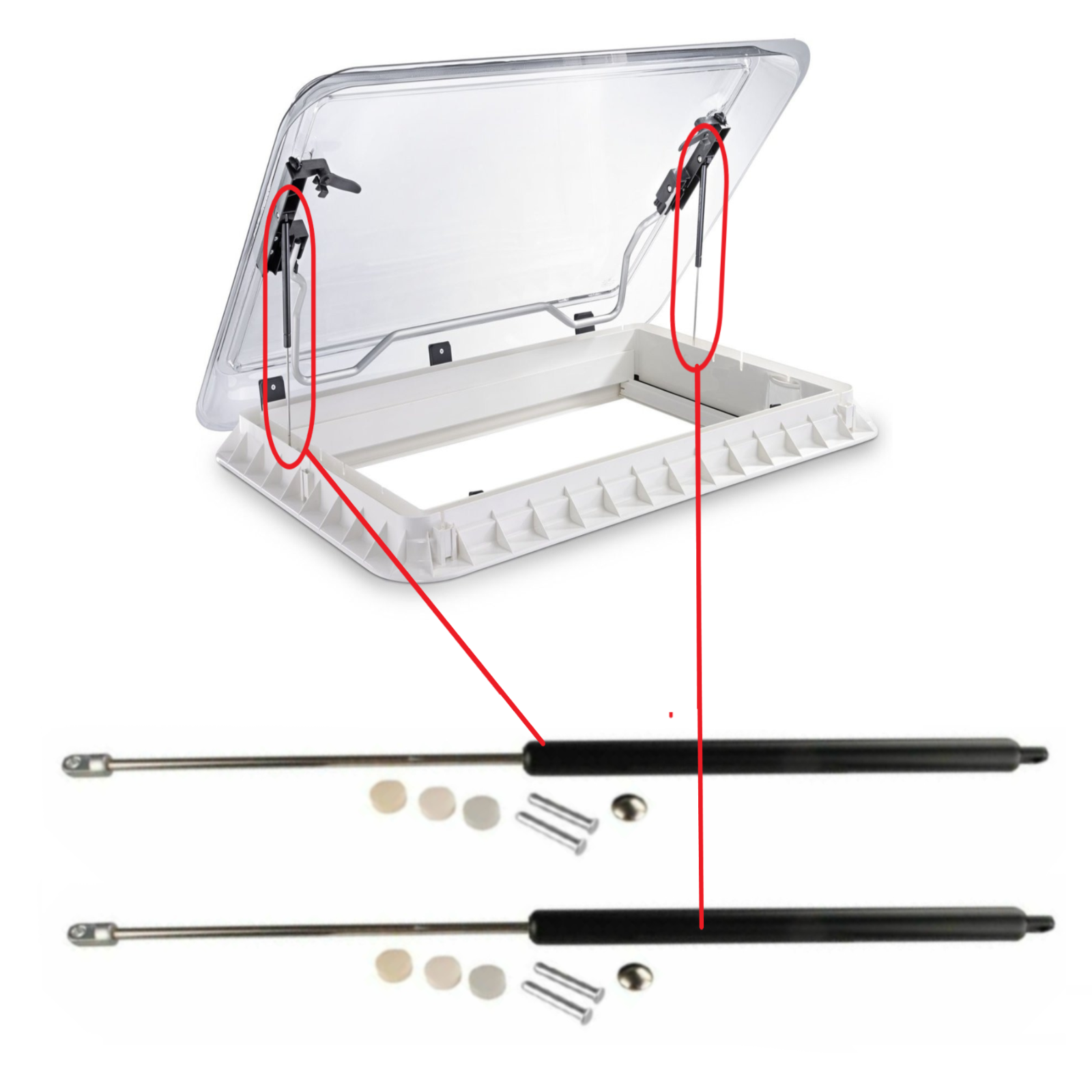 Seitz Dometic Heki 2 Caravan or Motorhome Rooflight 2 Gas Struts