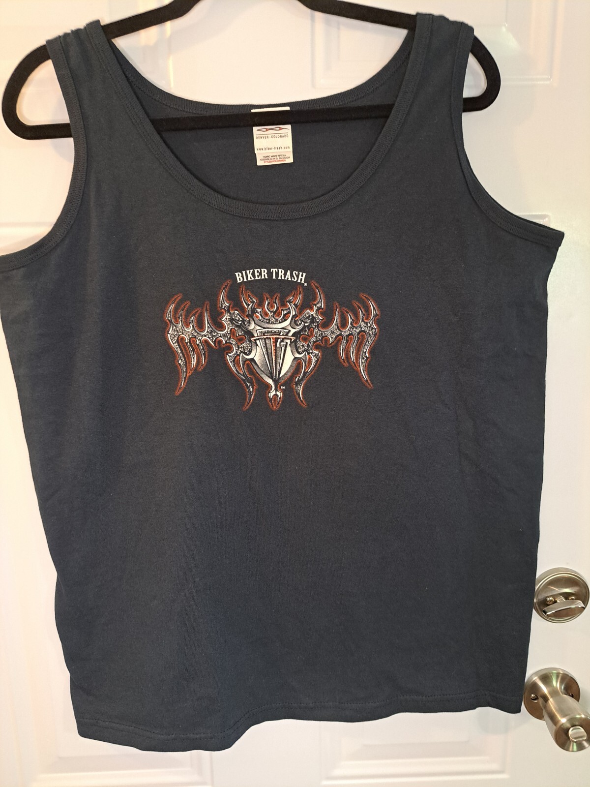 Biker Trash Black Tank Top Womens Size Large Motorcycle Biker USA