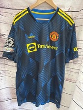 Man Utd Manchester 2021 2022 Third Away Blue Adidas Football Shirt Jersey XL