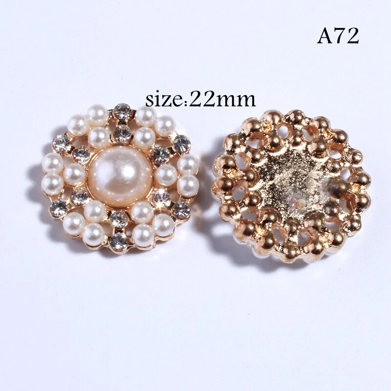 20PCS 22MM Newhot Rhinestone Buttons With Ivory Pearl Beads For Wedding - Image 3 of 3