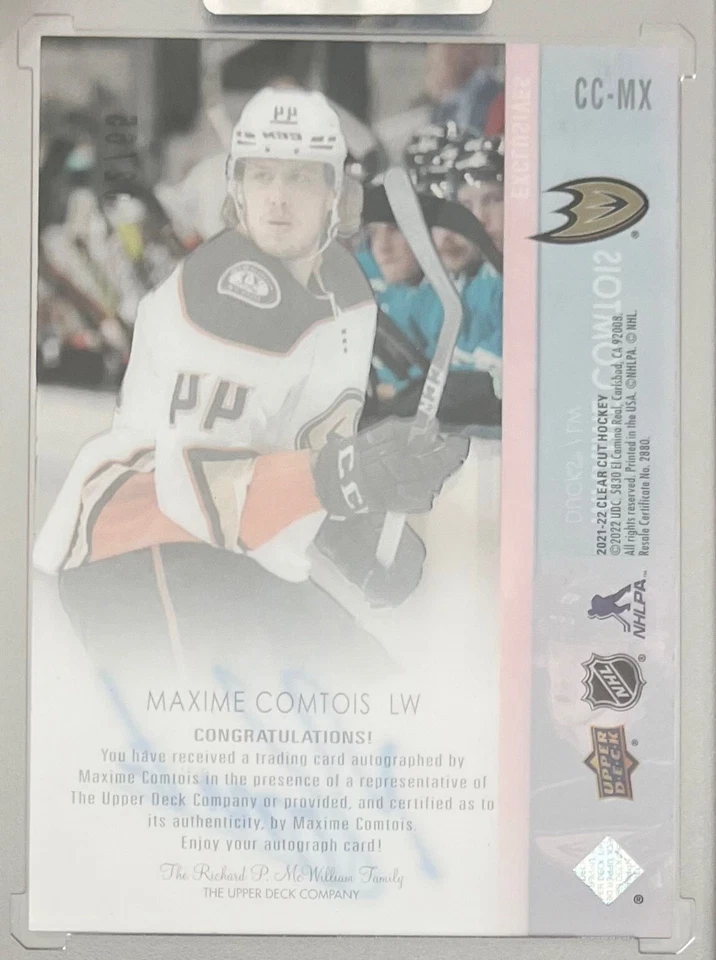 2021-22 UD Clear Cut Exclusives /65 Maxime Comtois #CC-MX Auto - Image 2 of 2
