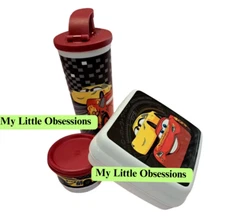 Tupperware Kids Disney Cars 3 Lunch Set  Tumbler, Sandwich Keeper, Snack cup NEW