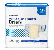 McKesson Adult Briefs Ultra Plus Stretch L / XL Heavy Absorbency 20 Pack