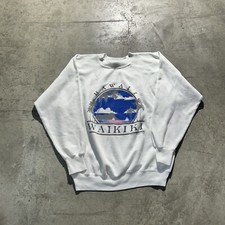 Vintage 80s 90s Made In USA Waikiki Hawaii Sweatshirt Men s Size Large White