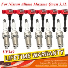 6 spark plugs and coil packs UF349 Fit Nissan Altima Maxima Quest Murano 3.5L