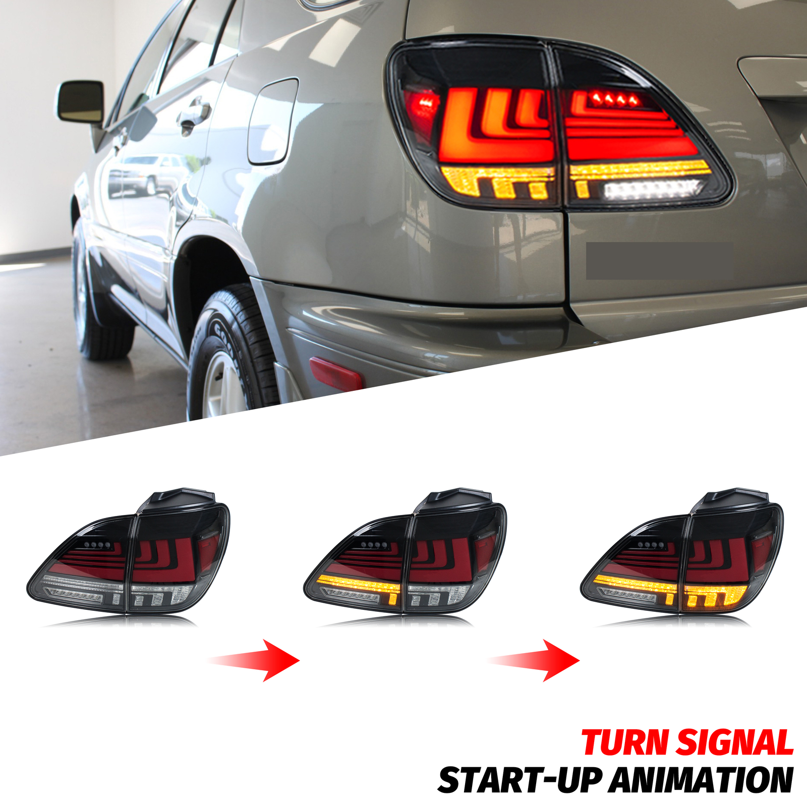 LED Tail Lights for Lexus RX300 1999-2000 Dynamic Signal Rear Lamps ...