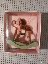Vintage Classic 4  Wooden Rocking Horse Christmas Toy Ornament pink