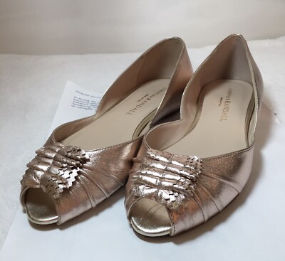 Loeffler Randall Rose Gold Metallic Leather Peep Toe D'Orsay Bow - Main Image