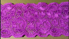 Purple Floral Stretch Lace Trim 2-1/2" Wide DIY Clothing Crafts Lingerie - BTY