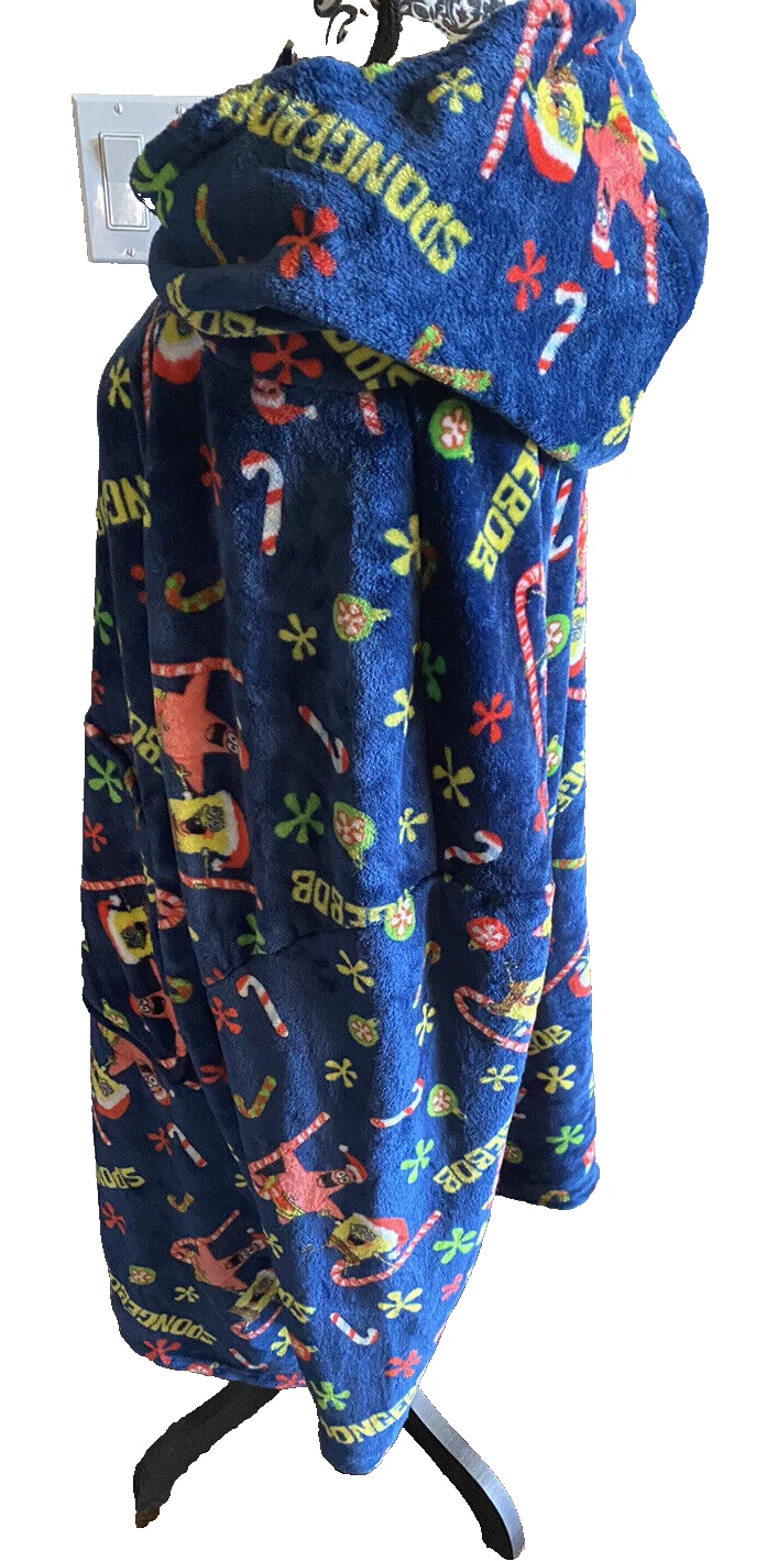 SpongeBob Squarepants Blanket Hoodie Pullover Robe Hooded  One Size Patrick Xmas