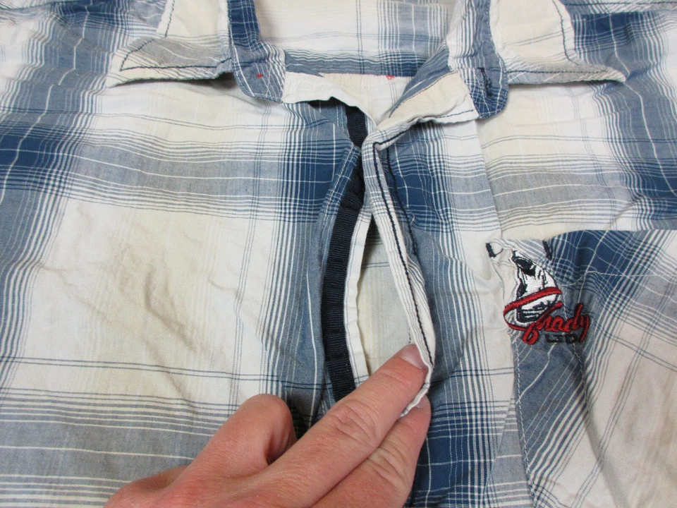 VINTAGE Shady Ltd Shirt Mens Large Beige Blue Eminem Button Up Short Sleeve Y2K* - Image 4 of 4