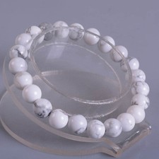 8mm Fashion White Howlite round gemstone beads stretchable bracelet 7.5"