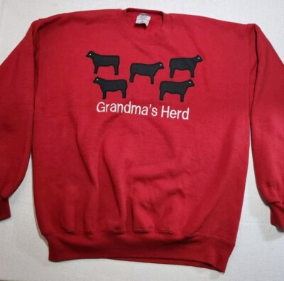 Vintage Grandma's Herd Black Sheep Embroidered Sweatshirt XL Made In USA EUC 