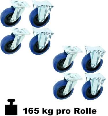 2 Sets ECO 125 mm Bockrollen BLUE WHEEL WHEELS Transportrollen Lenkrollen SL