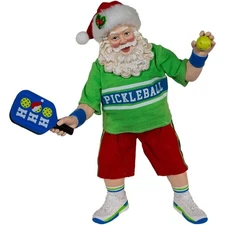 Kurt Adler Fabriche Santa Playing Pickleball Christmas Figurine, 10in