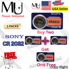 1 Pack Buy two get One Free Sony CR2032 3V Button Lithium Battery Expire 2034 