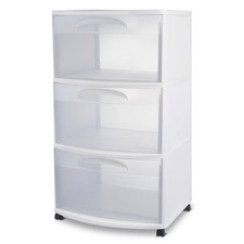 Sterilite Three Drawer Wide Cart with Clear D...