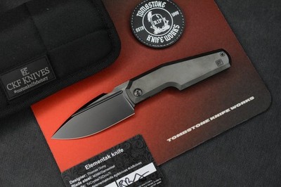RARE+ Custom Knife Factory x GTK Elementak Black PVD / DLC M398 SN# 032