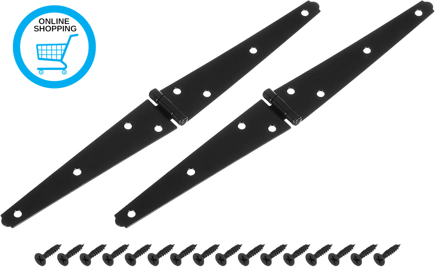 2Pcs Strap Hinges, 6 Inch Shed Door Hinges Heavy Duty Gate Hinge Tee Hinge with