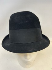 Vintage Resistol Fedora Hat Beaver Felt Black w/ Feather 7 1/8 Self Conforming