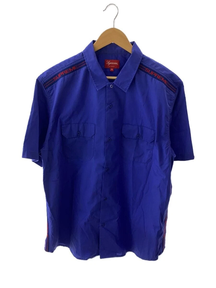 Chemise de travail Supreme 21Ss/logo côte S/S/chemise à manches courtes/XL/coton/Nvy