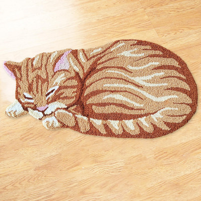 Ez.Enjoy Shaped Sleeping Cat Hand-Hooked Accent Rug Area Rug 35 X 17 Inches For