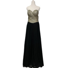 Eureka Sequin Maxi Gown Evening Ball Corset Back Strapless Dress - Size L