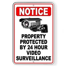 Video Surveillance Security 8" x 12" Aluminum Sign No Trespass Alarm Camera CCTV