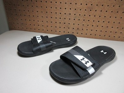 Under Armour womens black white 4D Foam slide sandals 9 M EUC