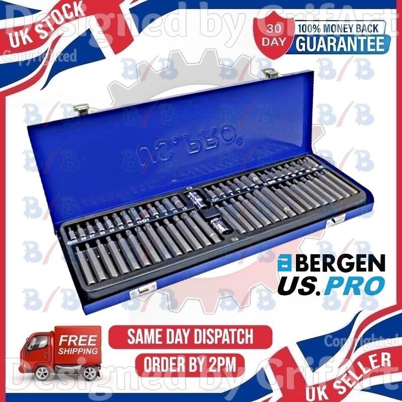 US PRO 58PC EXTRA LONG HEX TORX STAR SECURITY BIT SET TAMPER PROOF & ADAPTORS