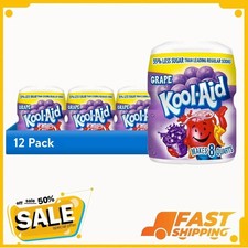  12 pack Kool-Aid Sugar-Sweetened Grape Powdered Soft Drink Mix, 19 oz Canister
