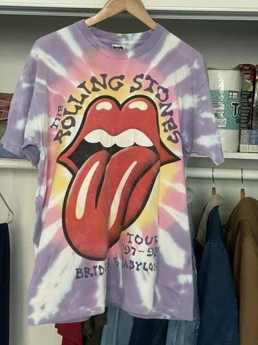The Rolling Stones Vintage Bridges To Babylon 97-98 Tour Tie Vintage vintage concert t-shirt, vintage, size XL, single stitch, B+ condition