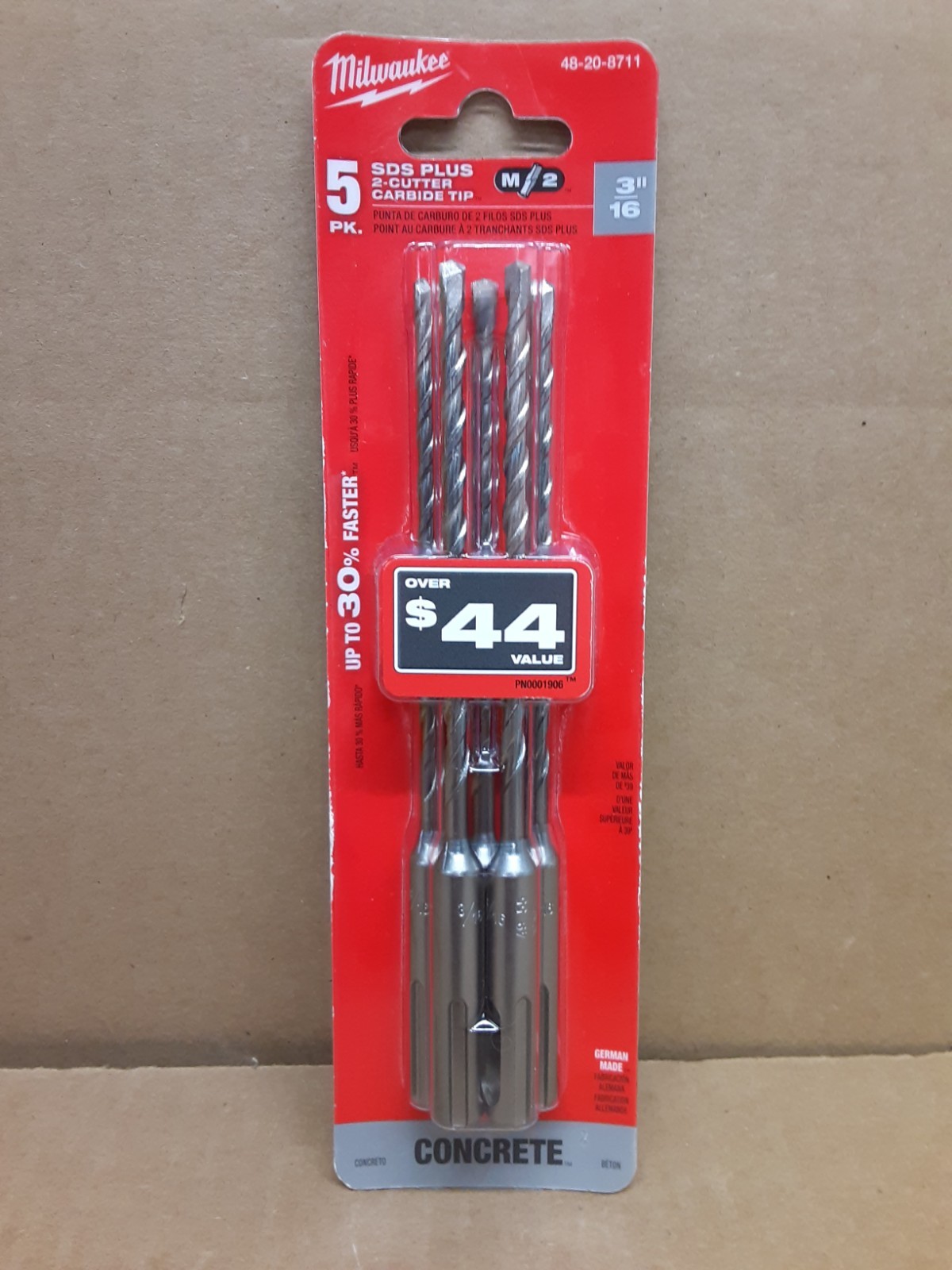 Milwaukee 5 Pk. SDS PLUS Carbide Bit Set 48-20-8711