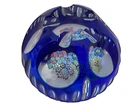 Vintage MURANO Cobalt Blue PEEK A BOO Art Glass MILLEFIORI Paperweight