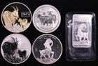 2015 AU, SMI, & Tokelau Lunar Series Year of the Goat 4 oz .999 Fine Silver Set