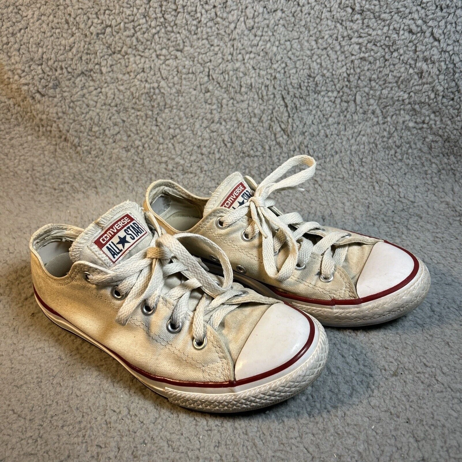 Converse Chuck Taylor All Star bianche basse tela 3J236 giovani 3 W 4 1 2