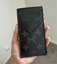 Louis Vuitton Monogram Eclipse Zip Card Holder Wallet Black/Gray Men